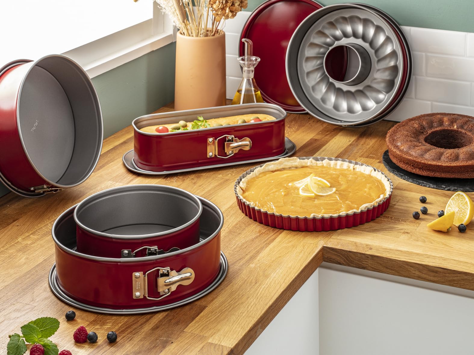 Tefal Delibake Moule A Kouglof 22 cm Acier Rouge Carbone