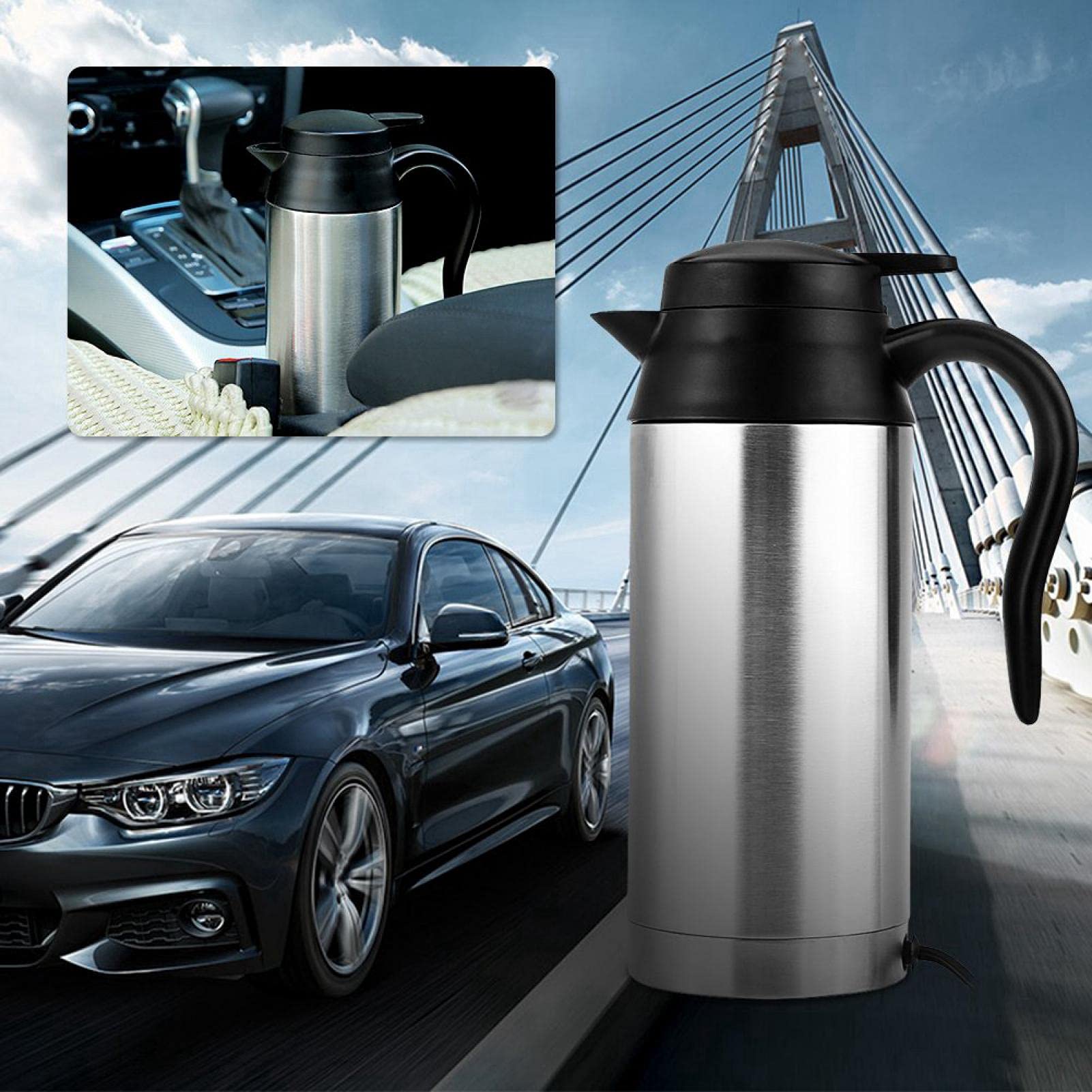 750 Ml 12 V Encendedor de Cigarrillos de Acero Inoxidable para Coche, Taza para Hervidor de Agua, Termos Eléctricos de Viaje, Taza para Calentar el Coche para Agua Caliente, Café, Té