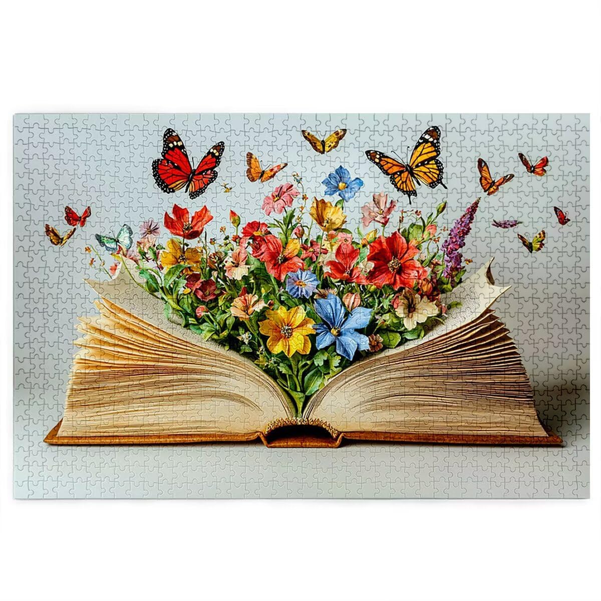 Puzzle 2000 sztuk kwiat dla dorosłych, puzzle drewniane książki dla dorosłych, wymagające drewniane łamigłówki, rodzinne gry edukacyjne, łamigłówki z pudełkiem na prezent do dekoracji domu, prezent