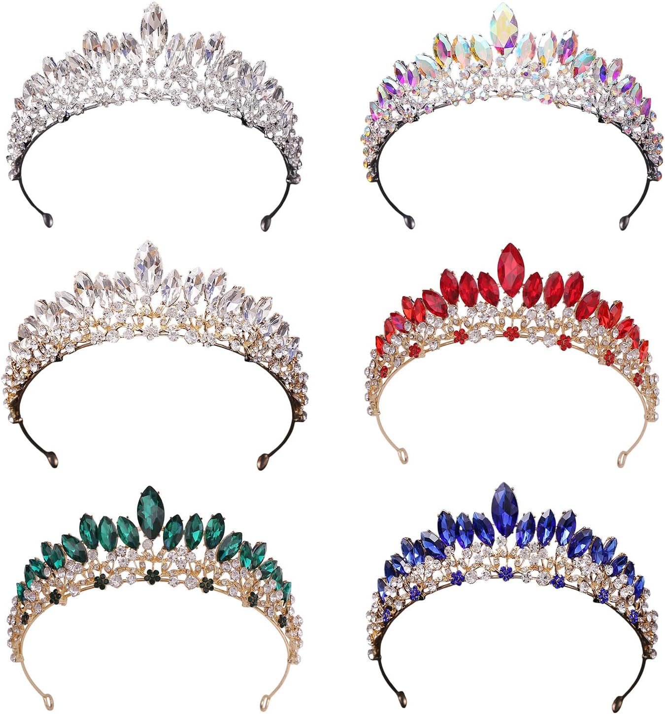 輝くカラフルなダイヤモンドの花嫁ヘッドバンド ダイヤモンドクラウン ヘアフープ ダイヤモンドヘッドバンド ウェディングパーティー 花