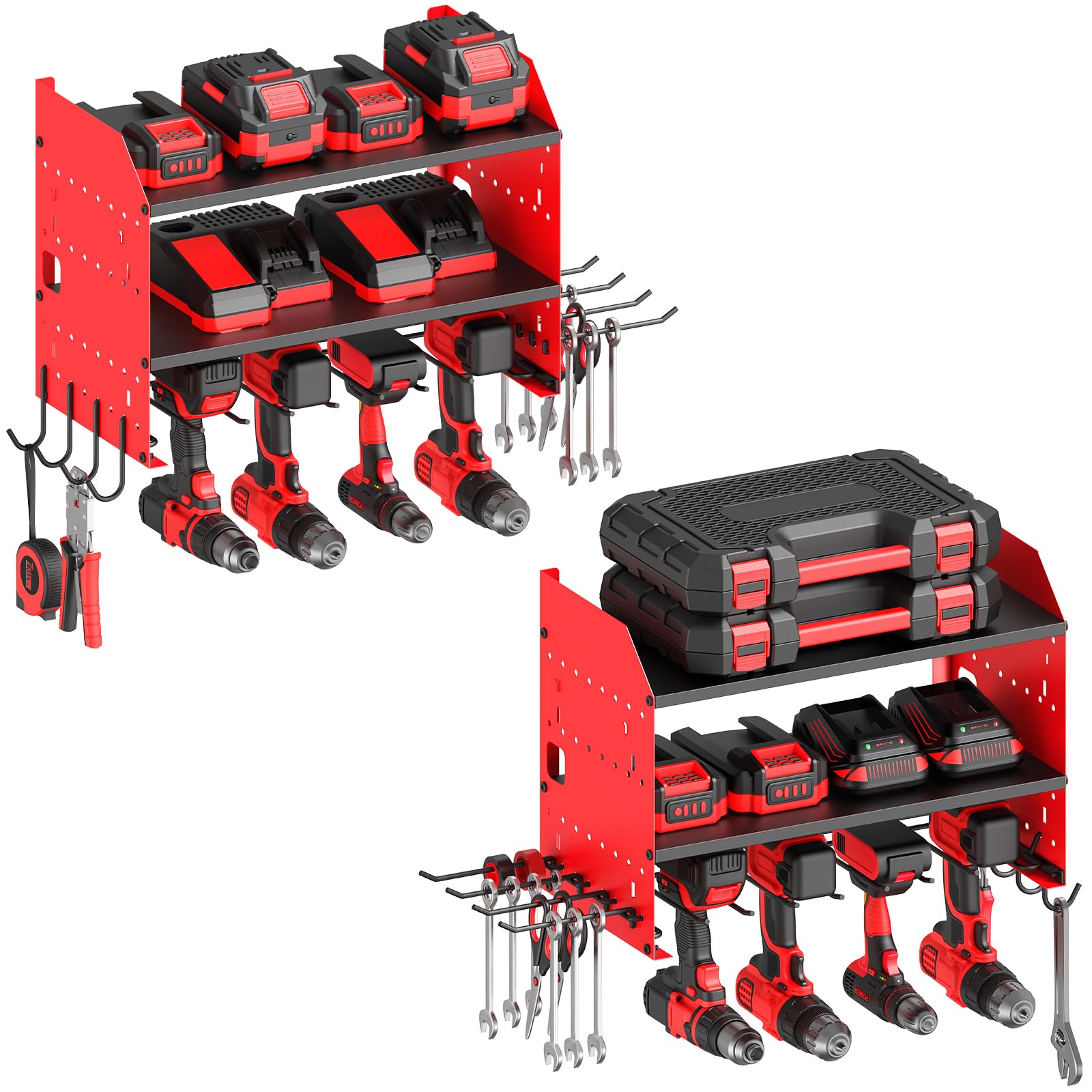 CCCEI Pack of 2 Modular Power Tools Organizer, Drills and Battery Storage Wall Mount, Gar…