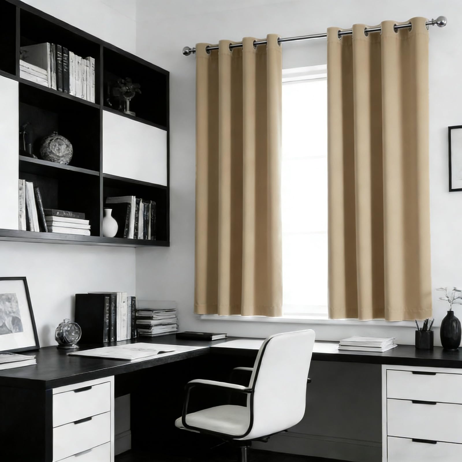 Rideau anti chaleur et bruit pour petite fenetre occultant beige 60x100