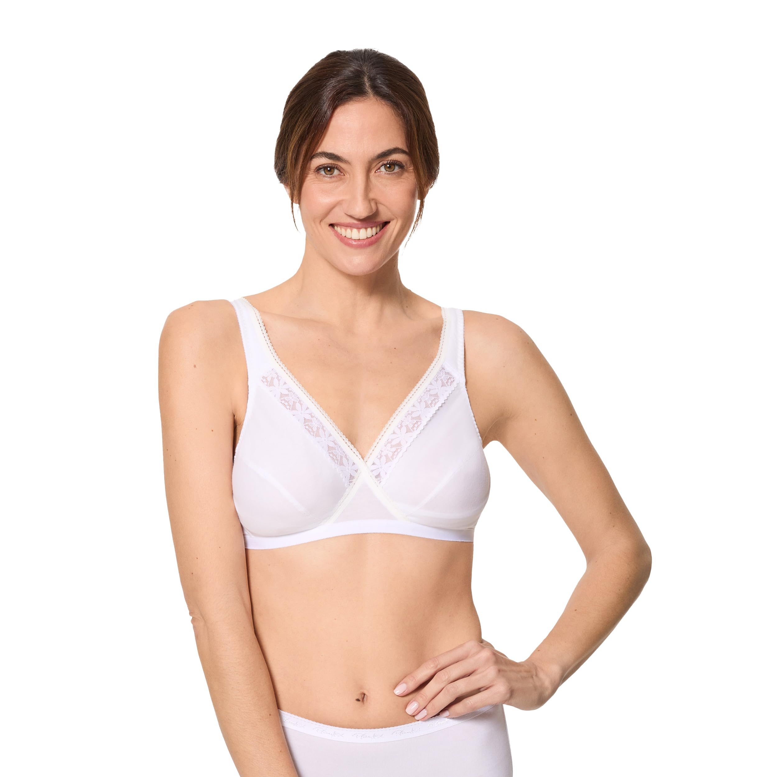 Playtex Reggiseno Senza Ferretto in Cotone (Pacco da 2) Donna x2, Bianco, 36/4C