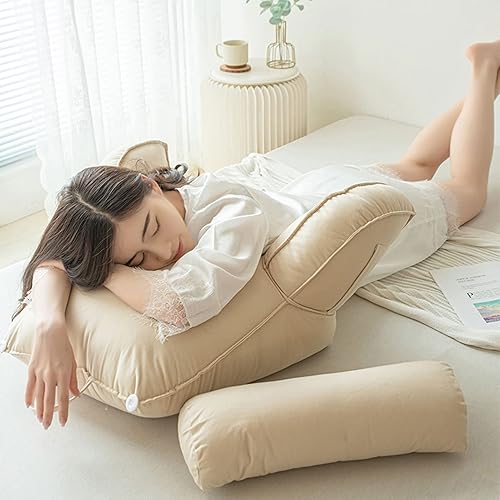 Miniatura 7 de Almohada de lectura con reposabrazos, almohada de apoyo para el respaldo, cojín de apoyo lumbar, con soporte para el cuello, con bolsillo, para