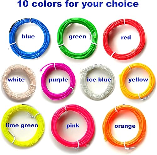 Miniatura 7 de Cable El de color rojo, 9.8 pies  9.8 ft de luz de neón con paquete de baterías, alambre electroluminiscente brillante de neón para fiestas,