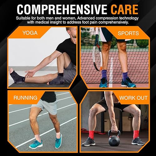 Miniatura 2 de Doc Miller Manga de compresión de tobillo y pie para aliviar el dolor, tendinitis de Aquiles, neuropatía, nano calcetines para mujeres y hombres,