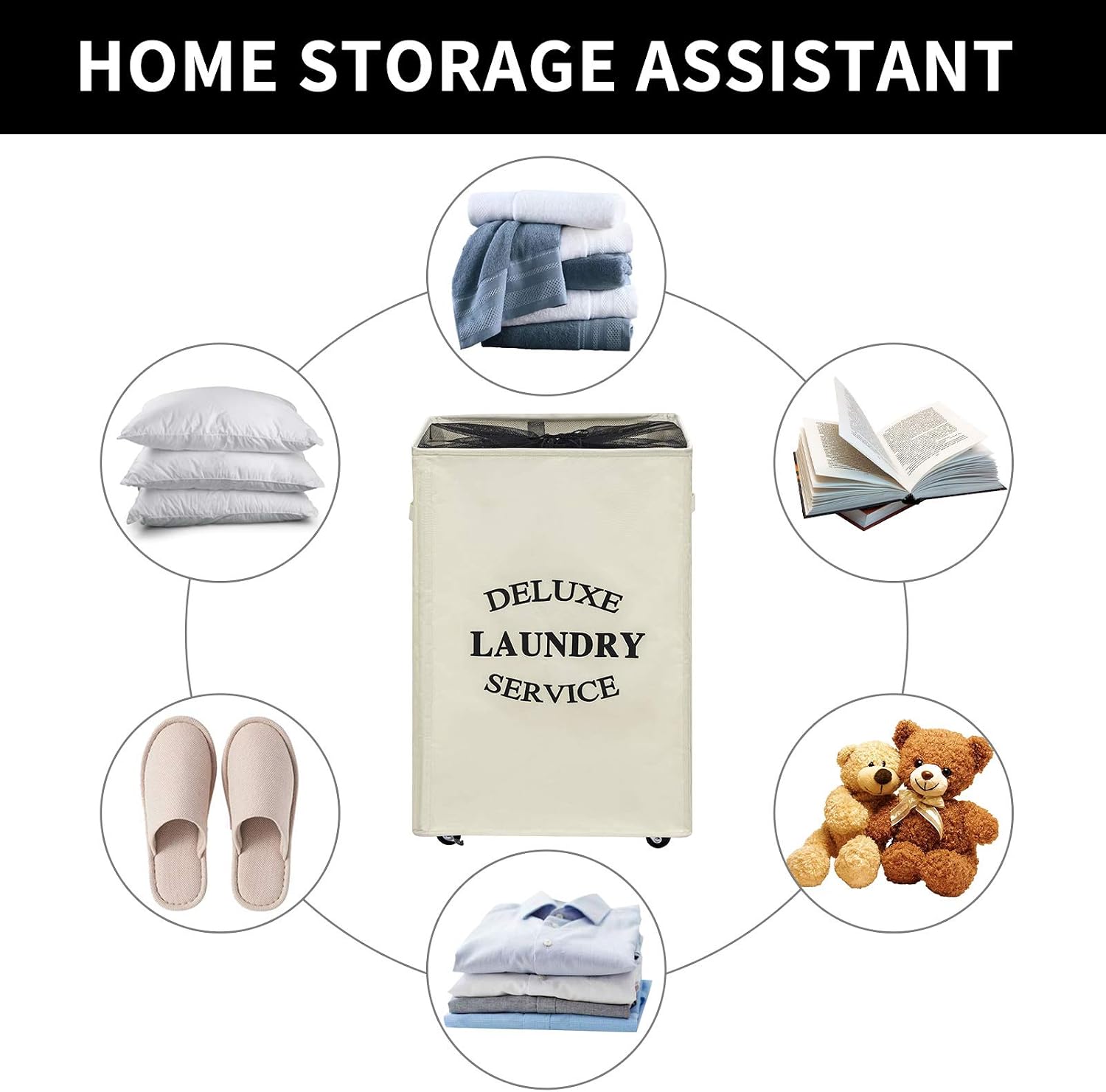 ZERO JET LAG 90L Large Slim Rolling On Wheels Laundry Hamper Basket Tall Dirty Clothes Hamper Clothes Storage Basket Standable Corner Handy Bin Hamper Basket 12x16x26" (Beige)