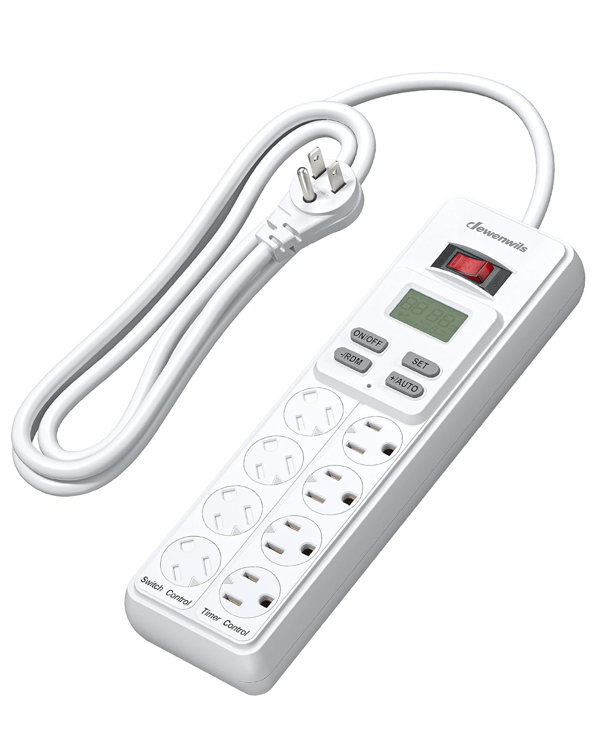 DEWENWILS 8-Outlet Power Strip with Timer 4 Timed 4 Always On Digital Timer Outlet for Reptile Light Turtle