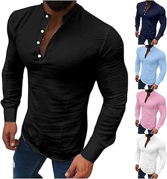 Amazon.com: Henley Shirts for Men Long Sleeve V Neck Pullover Tops
