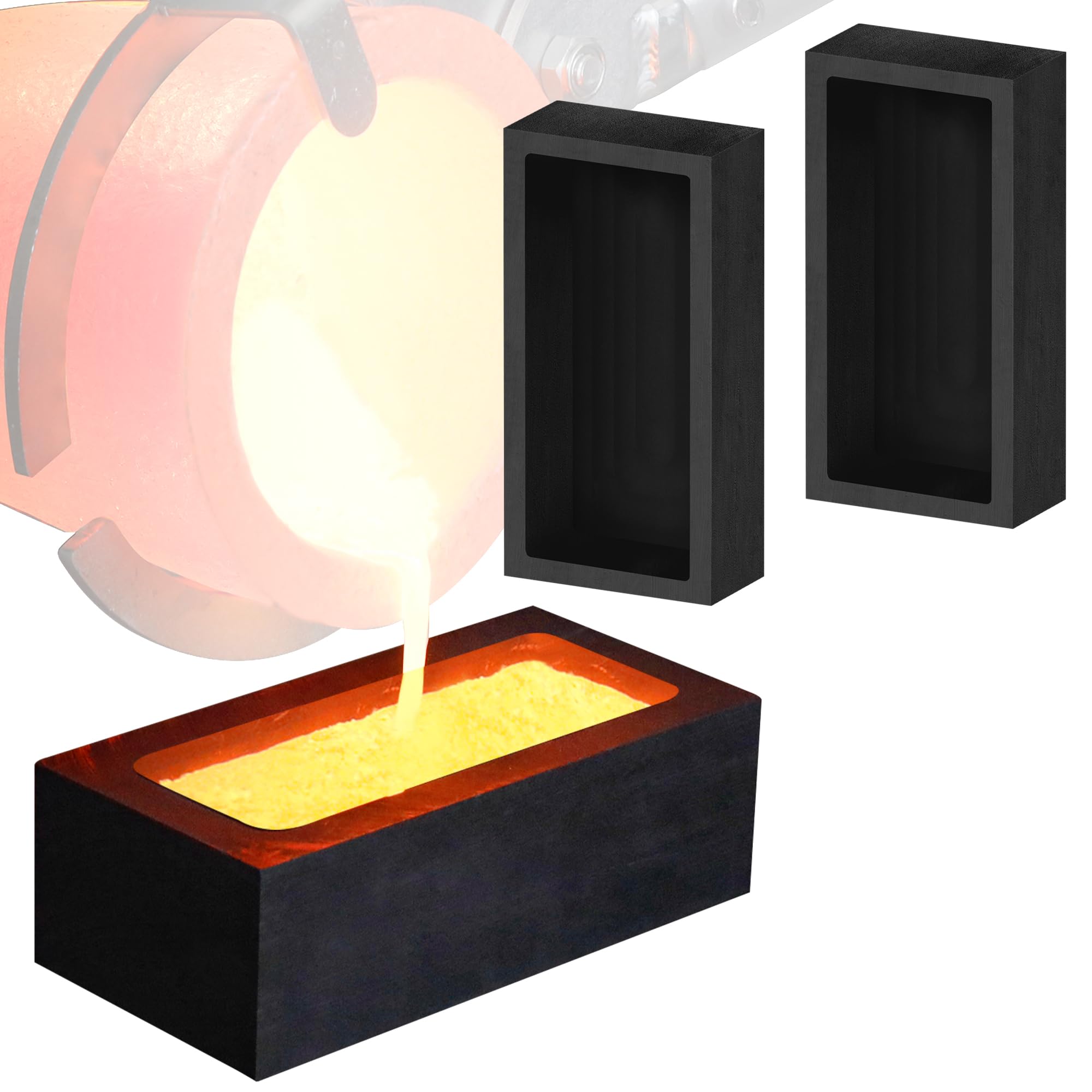 2 Pieces 1kg CANALHOUT Graphite Ingot Mold Casting Tool, Casting Melting Tool, Used for Refining Gold, Silver, Copper, Aluminum, Brass(4 x 2 x 1 Inch)