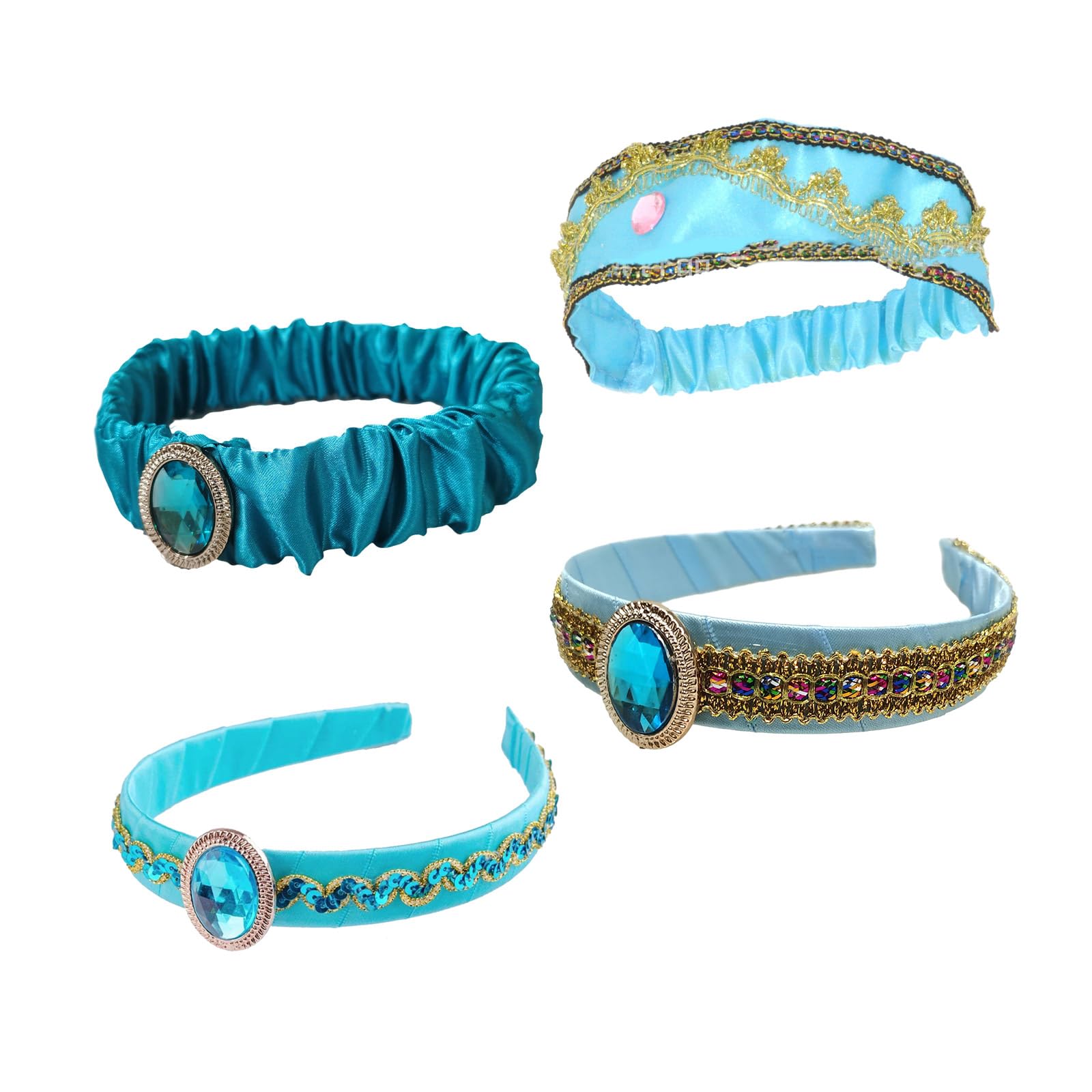 Fasce per capelli da ragazza al gelsomino con grande cristallo copricapo da principessa araba accessori per capelli