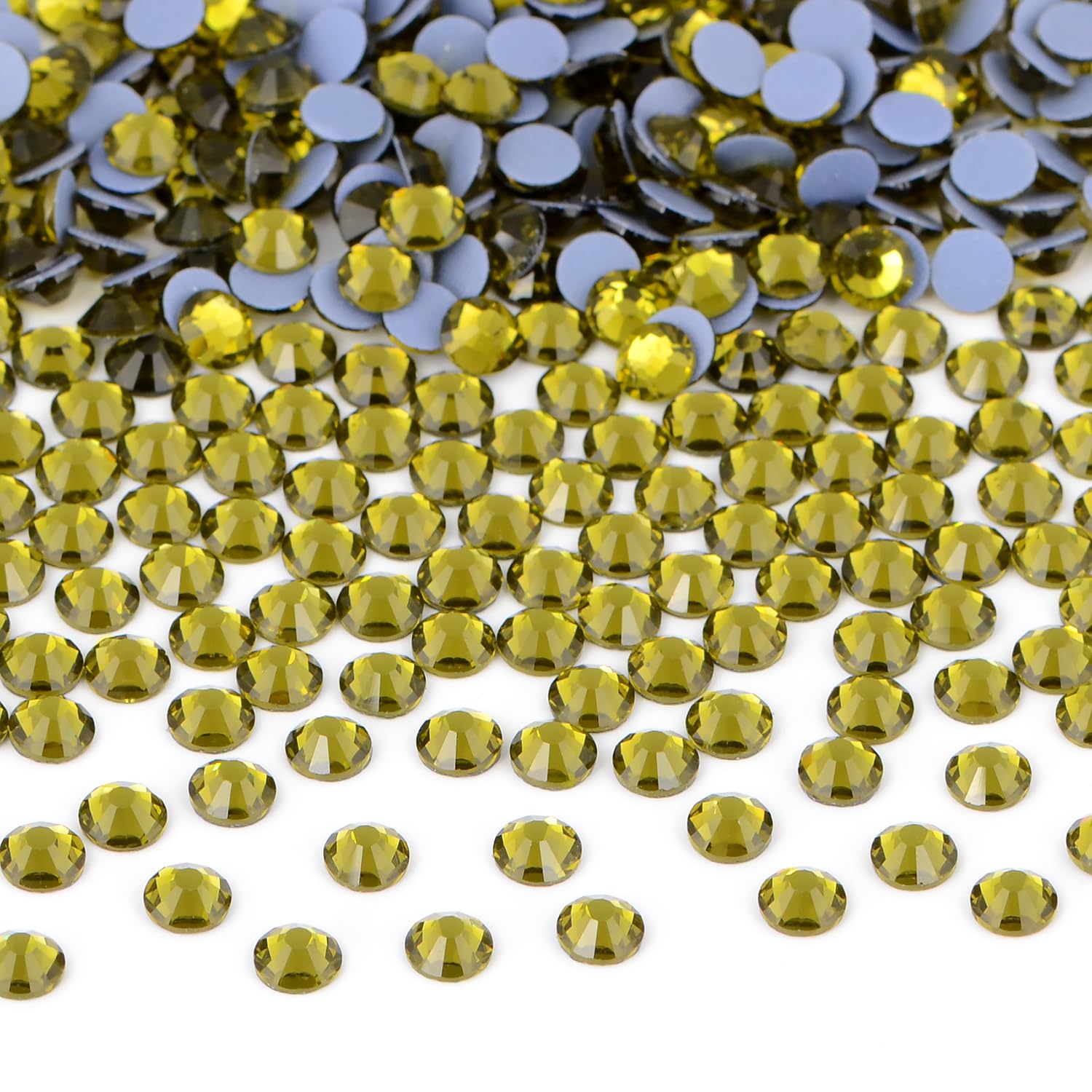 Bymitel Hotfix Crystal Rhinestones Round Gems Iron on DIY Jewelry Making Flat Back for Crafts,Olivine, 3mm(SS12/2880pcs)