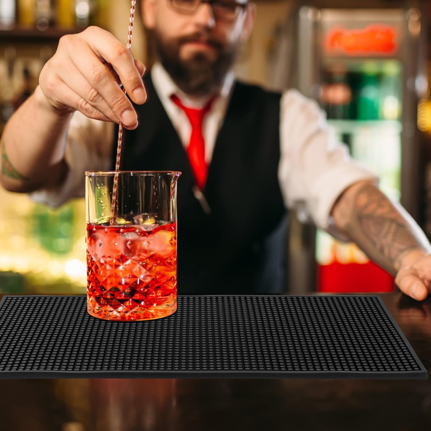 Confezione da 3 tappetini da bar in gomma, antiscivolo, per piano di lavoro, baristi, cucina, tavolo da pranzo