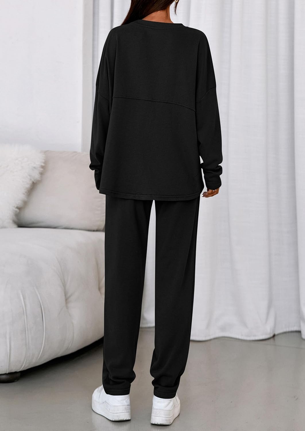 PRETTYGARDEN Womens 2 Piece Matching Lounge Sets 2025 Fall Long Sleeve Boatneck Sweatsuit Drawstring Sweatpants Pockets - Image 4