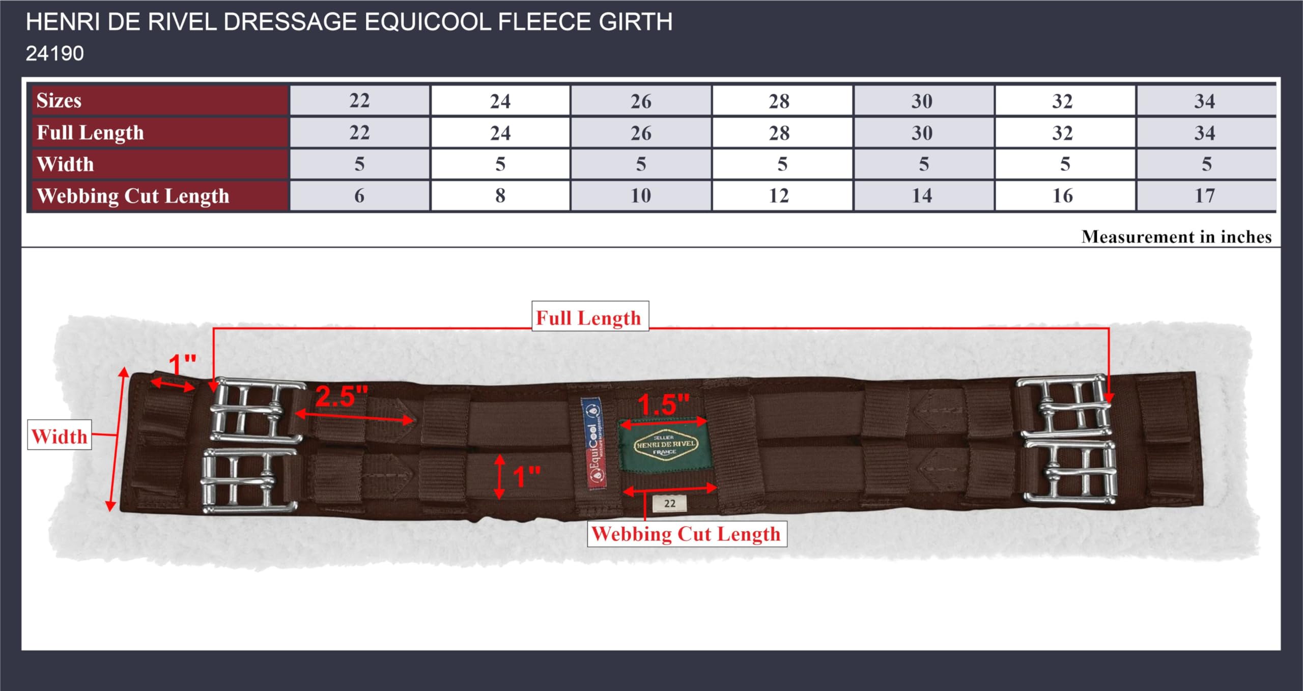 Tabelo Sta-Put Perforated Girth 32 Black