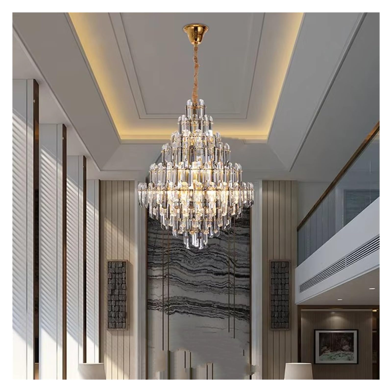 LYMSXAZOU Modern LED Round Pendant Light Crystal Suspended Fixture for Home Decor Stair Lighting Villa Hall Chandelier Elegant Ceiling Lamp Stylish Interiors