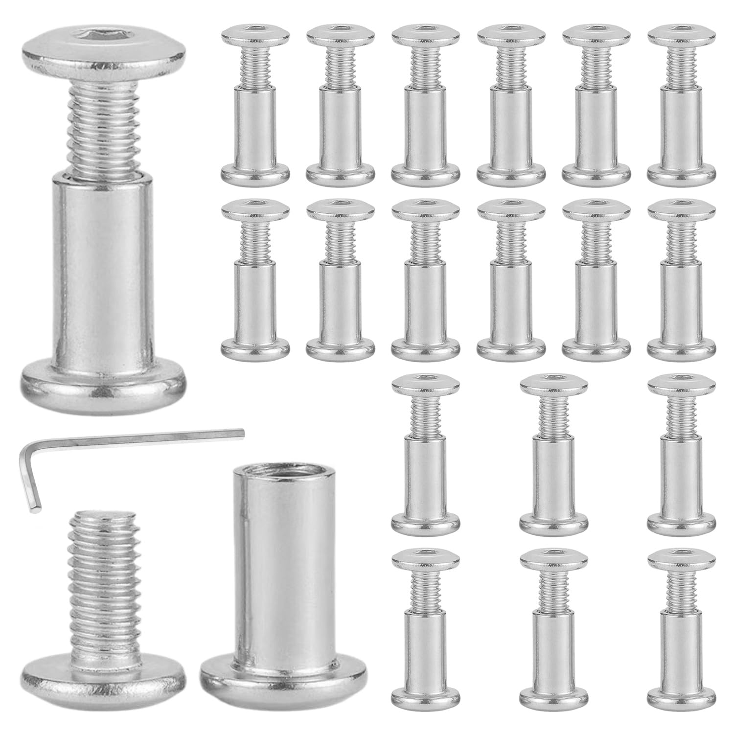 Viti E Dadi A Manicotto M8x25 Mm - Acciaio Inox A2, 10 Pezzi, Per Mobili E Legno