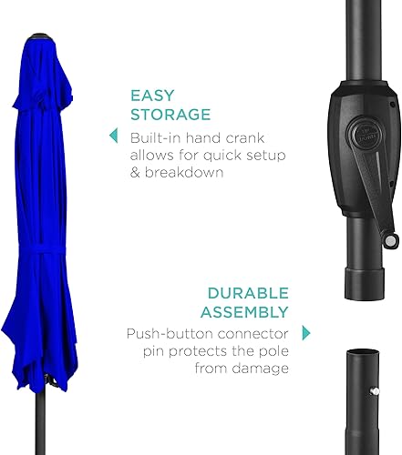 Vista 160 de Best Choice Products - Paraguas redondo para exteriores de alta resistencia (7.5 pies).