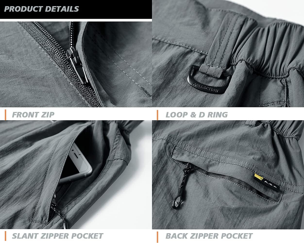 Kolongvangie Quick Dry Cargo Pants Men's Outdoor Casual Workout Breathable Hiking Pant with Multi-Pocket
