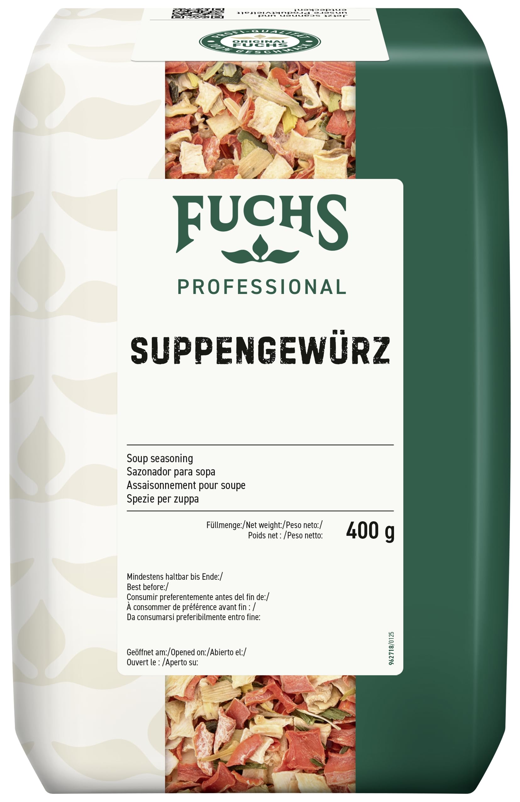 Fuchs Professional - Suppengewürz | Schonend getrocknetes Gemüse zum Würzen von Suppen und Eintöpfen | Profi-Qualität für Großverbraucher und Gastronomie | 400 g im recyclebaren Beutel
