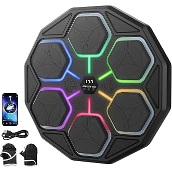 Music Boxing Machine, Electronic Boxing Machine with Music, Bluetooth, 11 Speed, 3 Training Modes, Counting Mode, Gift for Ad
