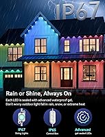Vista 6 de Luces exteriores permanentes para casa, luces inteligentes impermeables RGB+IC IP67 para aleros, 200 pies con 100 LED, iluminación eterna