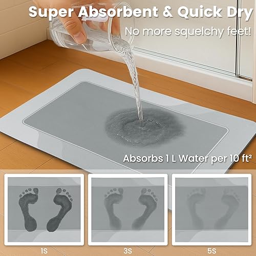 Miniatura 2 de ArtyCozy Tapete de baño súper absorbente, resistente a las manchas, antideslizante, con parte trasera de goma, delgado, de fácil cuidado, para baño,