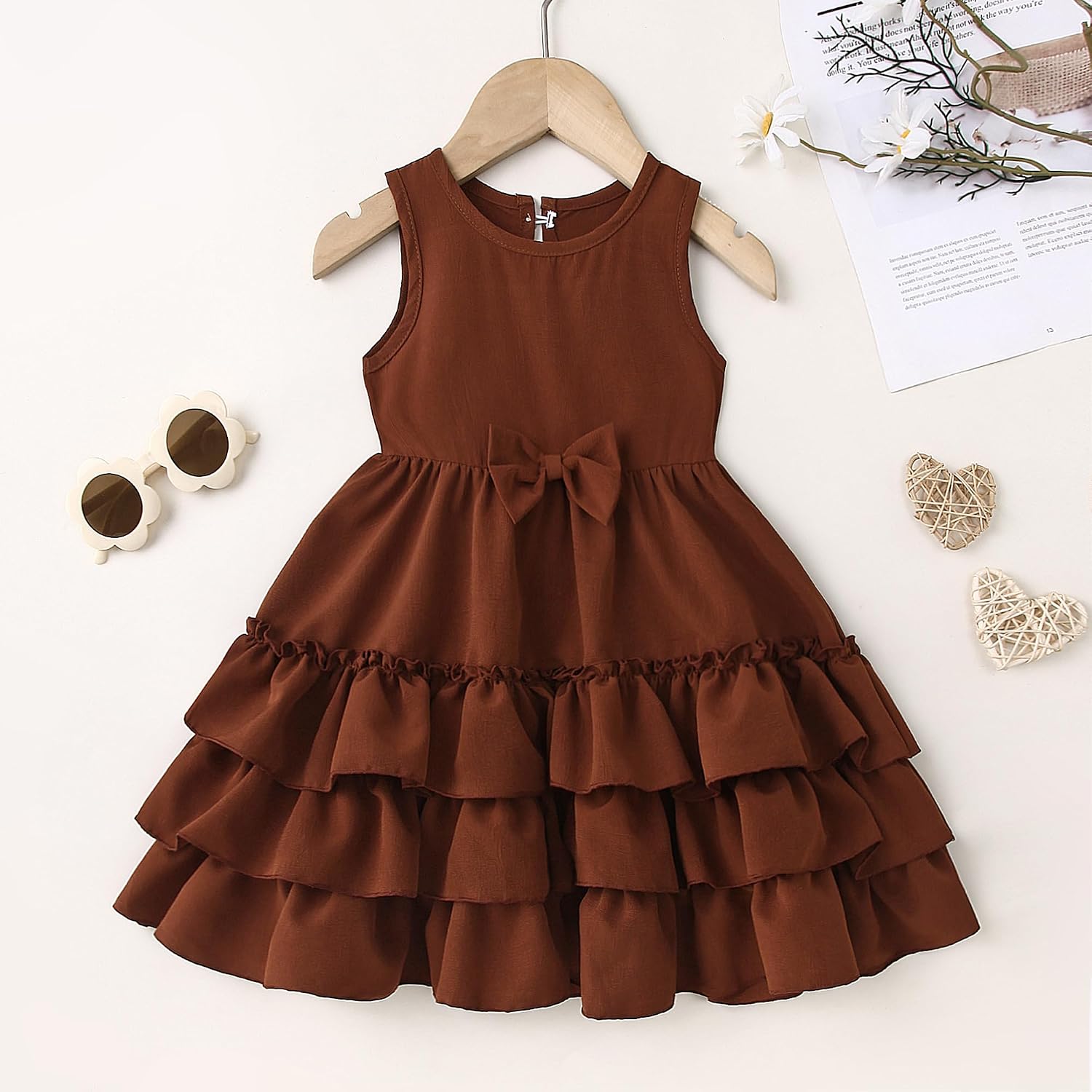 Toddler Girl Dress Kids Sleeveless Tiered Ruffle A-Line Dresses for Girls Summer Outfits Beach Sundress