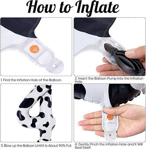 Miniatura 7 de Globo con número 4 de impresión de vaca, grandes globos de cumpleaños con número de vaca de 40 pulgadas, globos de Mylar de aluminio con número 4