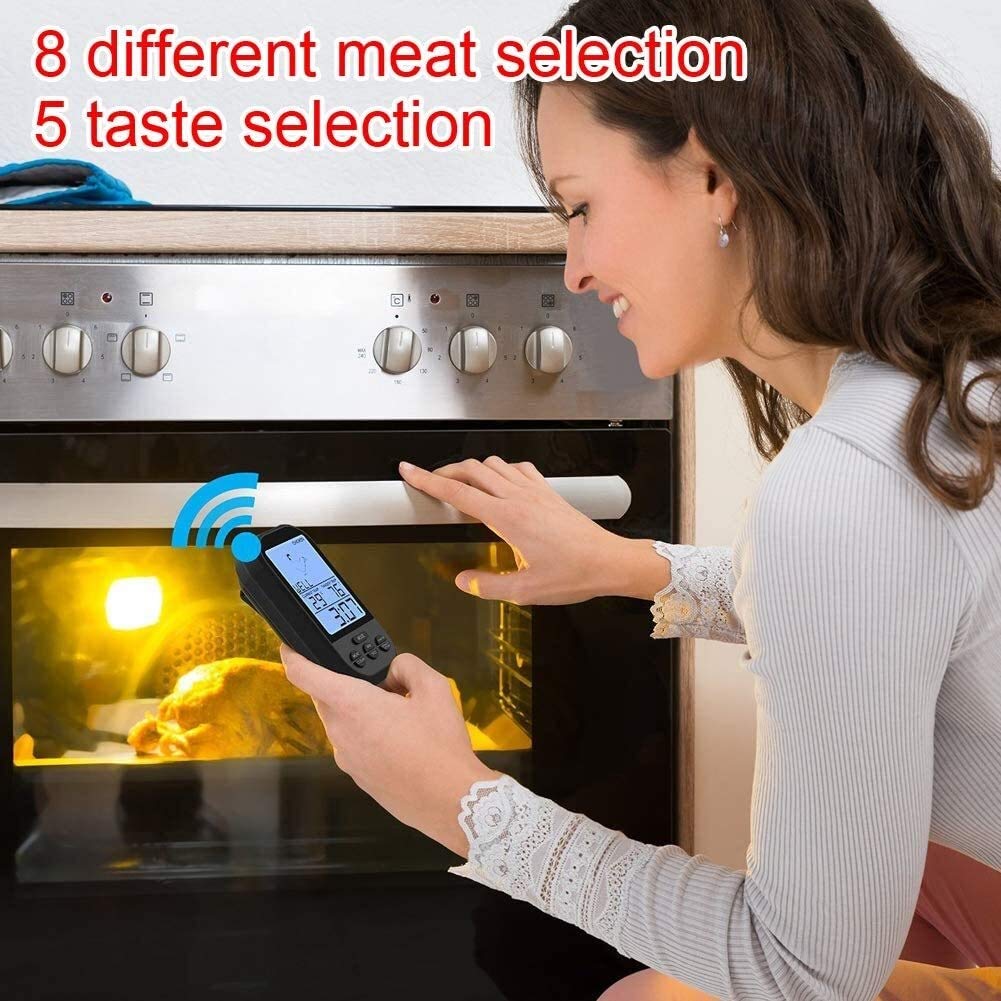 XMING Termometro per la carne digitale a distanza wireless per barbecue per fumatori grigliati, grill, forno, termometro alimentare, retroilluminato lettura istantanea, monitorare il cibo da 100 piedi