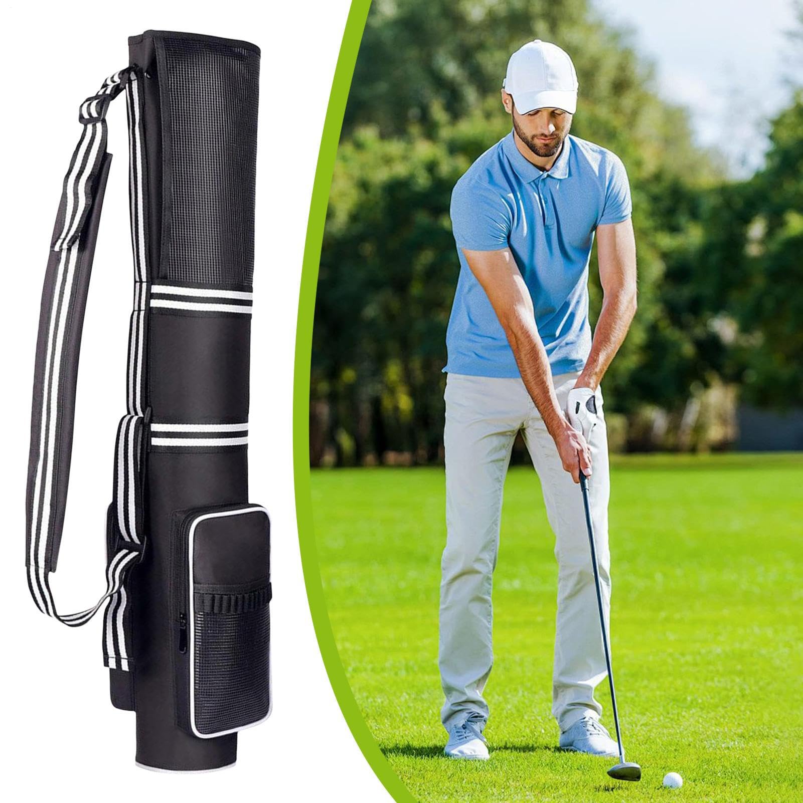 Sacs de transport de golf pour homme, sac de balle de golf | Organiseur pliable et étanche pouvant contenir 3 à 9 bâtons pour adultes, adolescents, débutants, avion, voyage, chariot, entraînement