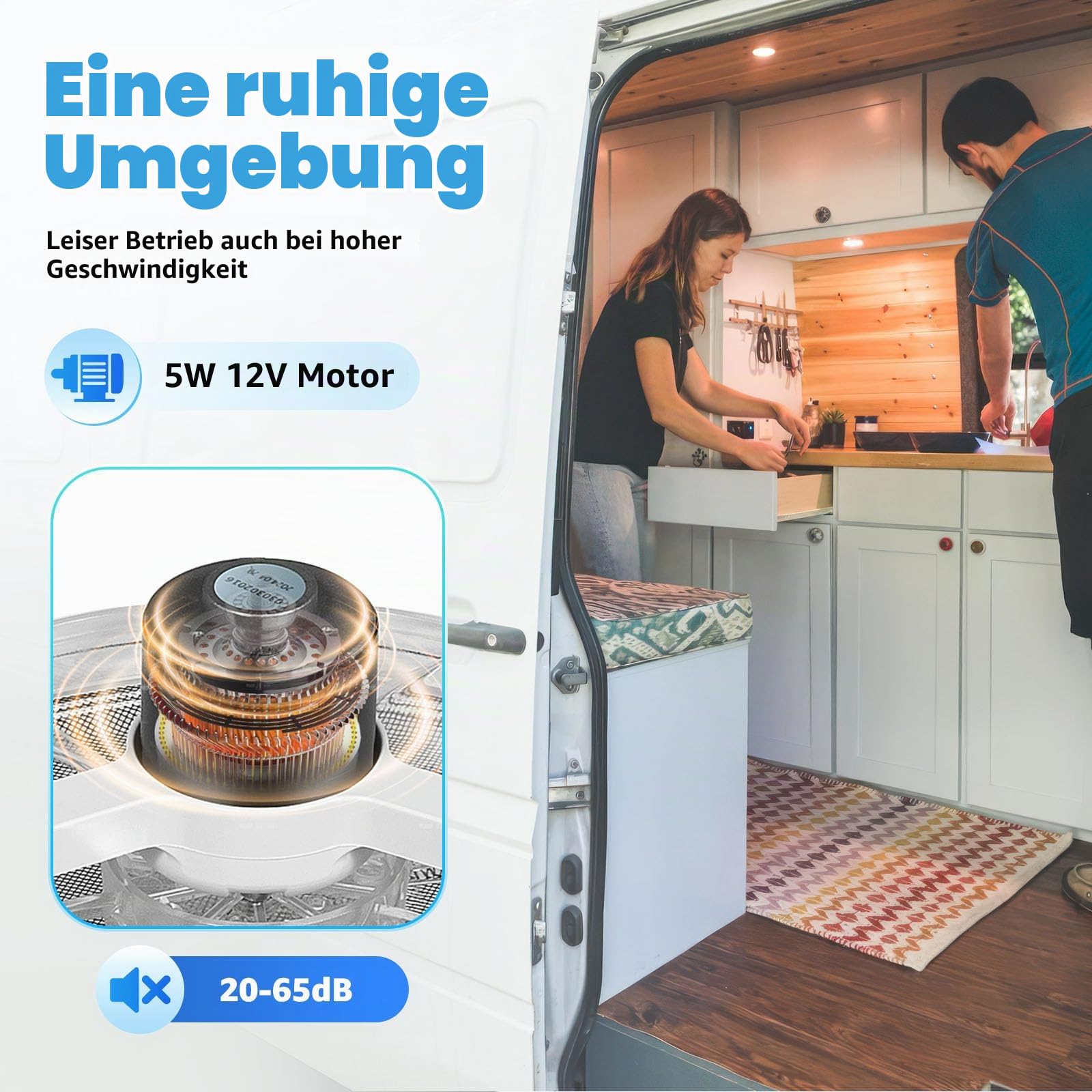 Dachlüfter Wohnmobil 12V mit LED und Deckel Wohnmobil-Dachventilator, Abluftventilator RV Dachlüfter mit Umkehrfunktion für Campervan Wohnwagen, 28x28cm