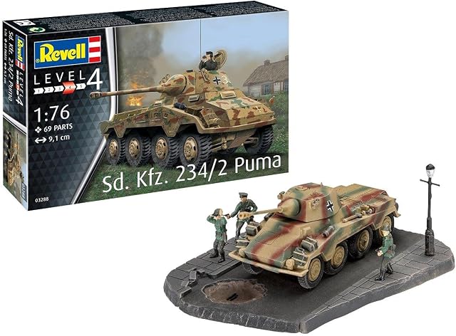 Revell RV03288 03288 3288 1:76 Sd.Kfz. 234/2 'Puma' Plastic Model Kit, Various, 1/76