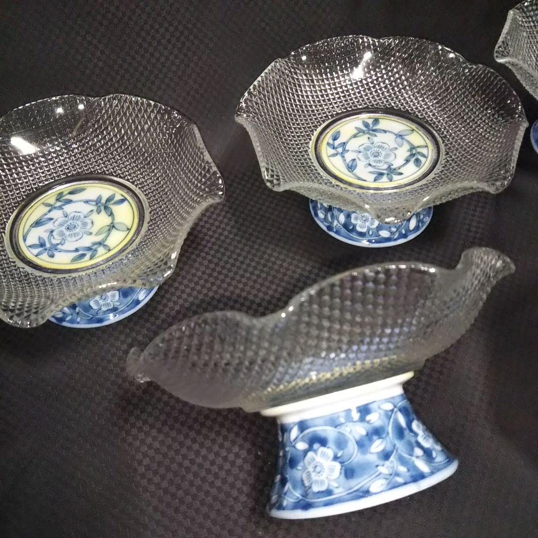 ★昭和レトロ 龍峯窯 コンポート 変わりデザート器 5脚【＊】 ☆昭和レトロ 龍峯窯 コンポート 変わりデザート器 5脚【＊】 【公式通販】