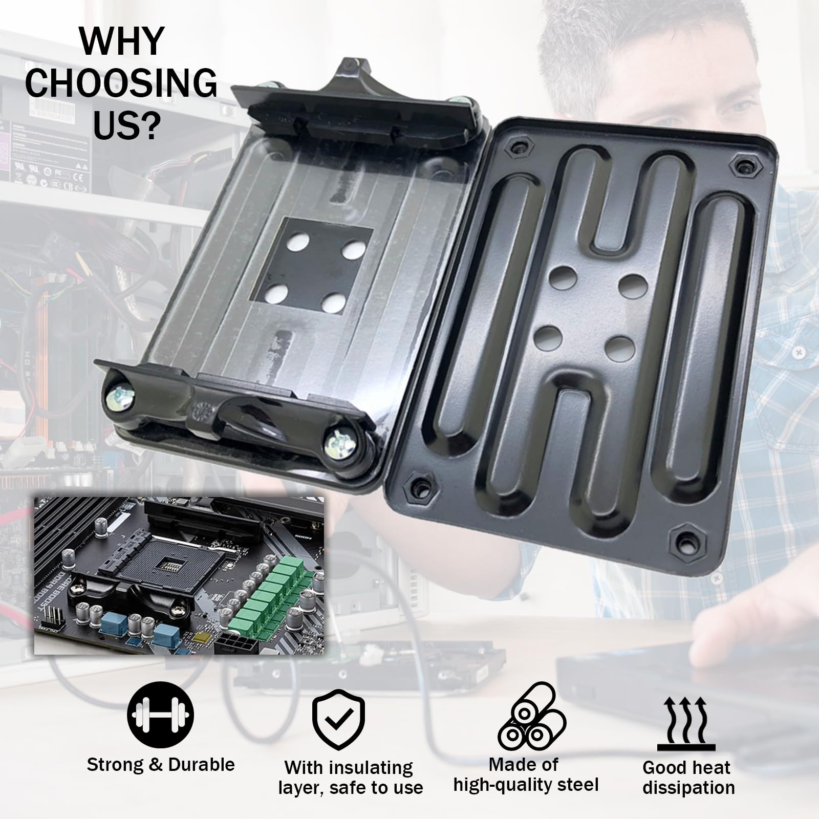 AM4/AM5 Montageset Für Luftkühler – Metall-Rückplatte, L- & Bogenhalterungen, Für FC140/AX120/PA120, Inkl. Gummipuffer