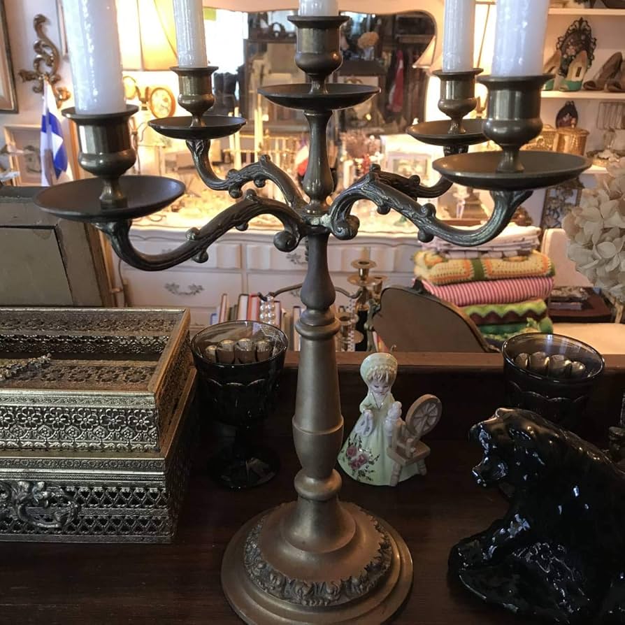 アメリカアンティーク 真鍮製5灯式キャンドル燭台 USAヴィンテージ