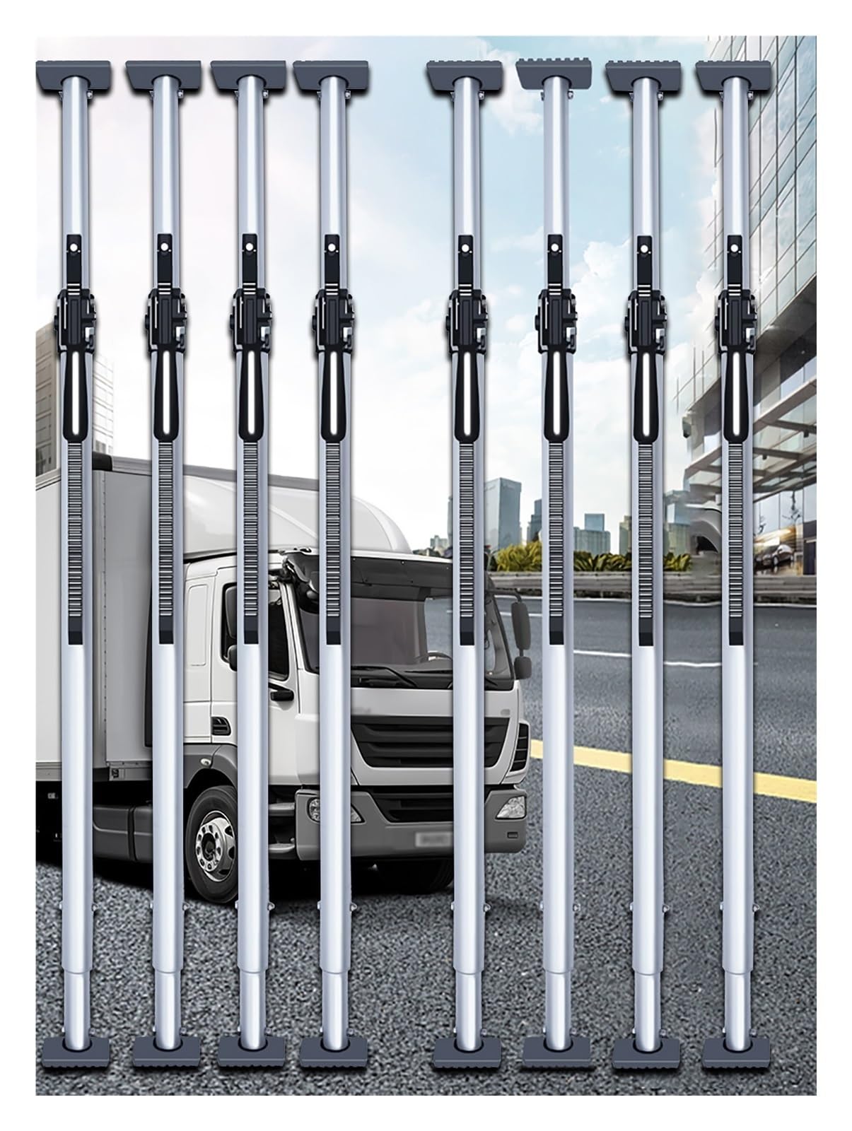 QIYFOZ Ratcheting Cargo Bar，，Adjustable Telescopic Cargo Restraint Bar - Aluminum Universal Truck Bed Divider for Pickup Trucks, Box Trucks, Enclosed Vans - Ratcheting Anti-Slip