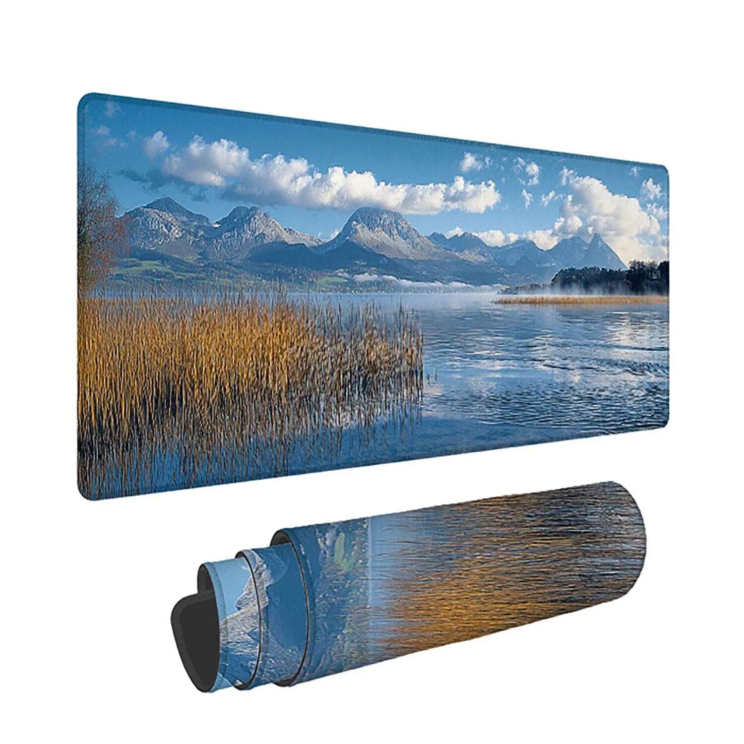 Podkładka pod mysz do gier XXL - 1600x800x3mm - Nowoczesna duża antypoślizgowa podkładka pod klawiaturę biurową z przeszytymi krawędziami, krajobraz duża podkładka pod mysz do gier do biura i domu