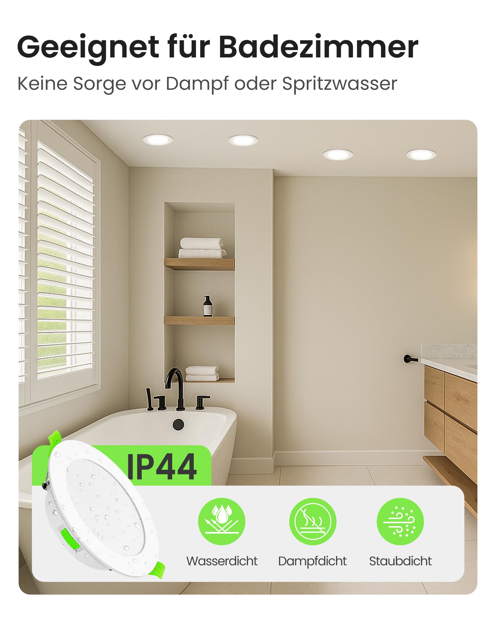 ALUSSO LED Einbaustrahler Ultra Flach 7W 230V Dimmbar 580lm 30mm Einbautiefe Warmweiß 3000K Neutralweiß 4000K Kaltweiß 6500K IP44 12er Set