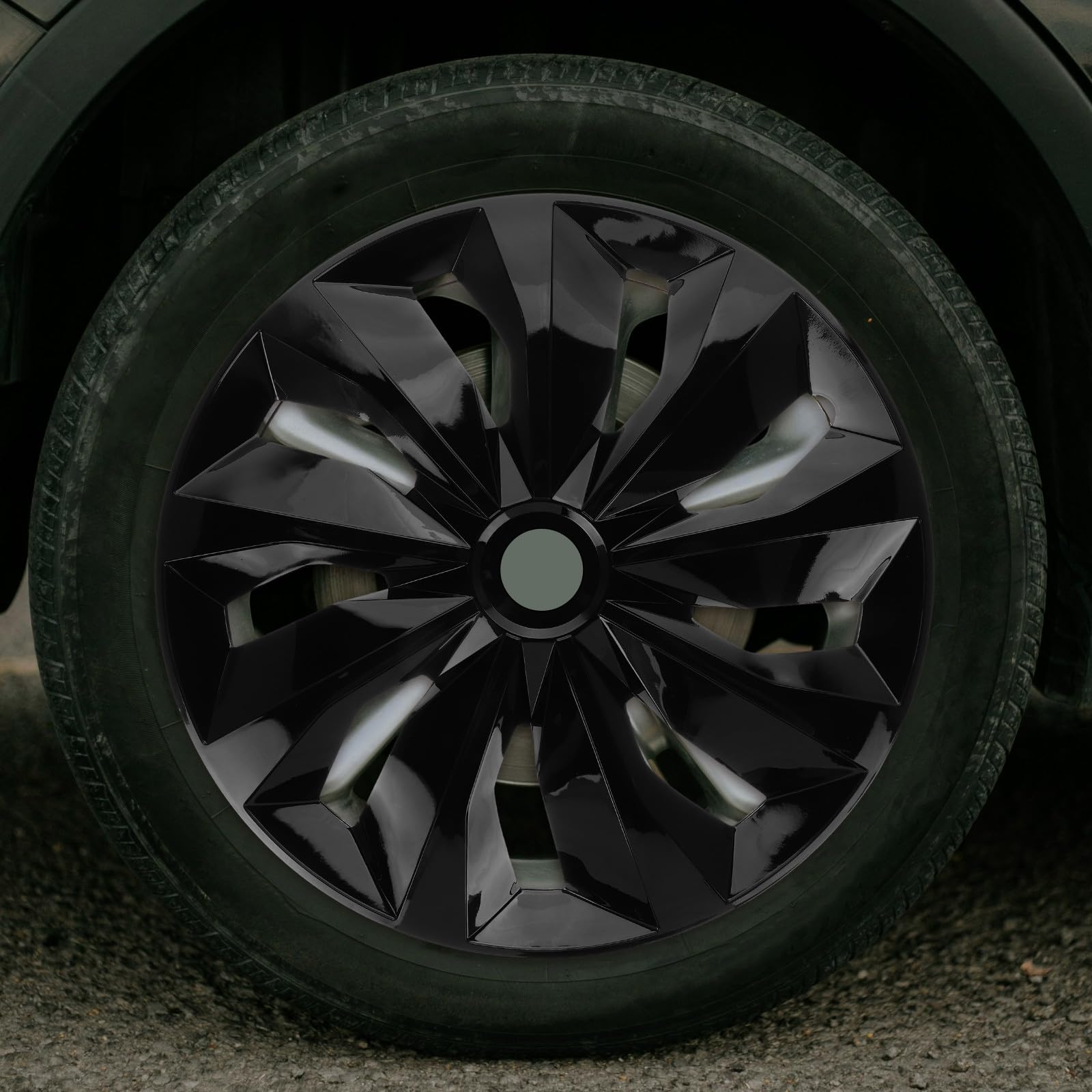 HEMOTON Enjoliveurs Universels de Roue Noir Brillant 15 Pouces en PP pour Voiture, Cache Jante Élégant et Robuste, pour L'extérieur Automobile Style Aléatoire