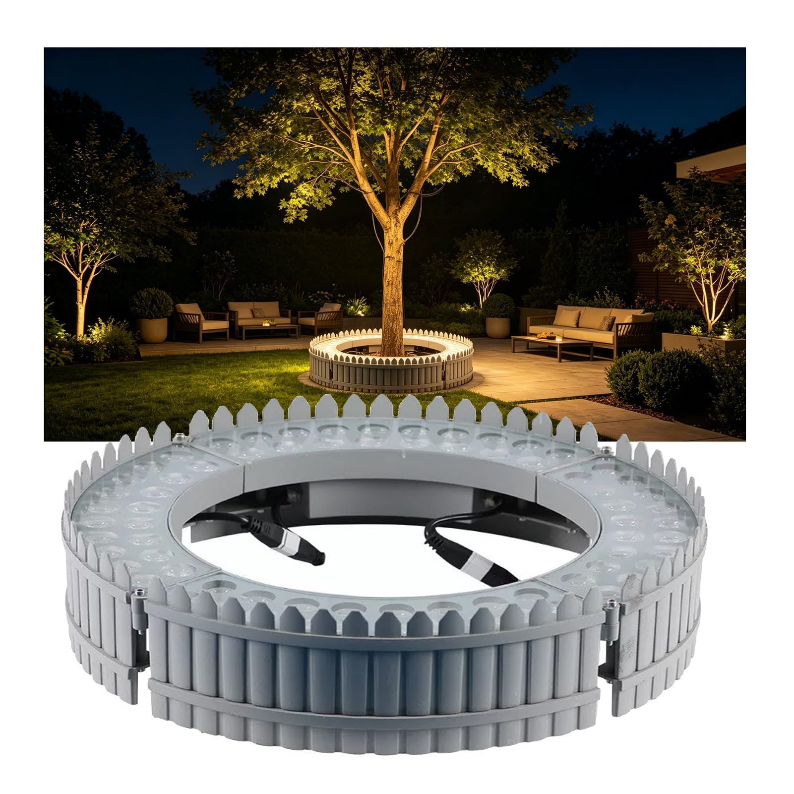 KPHYMOD Waterproof Ring Tree Light Outdoor,Expandable Interlocking Landscape Spotlights for Yard Garden Pathway Patio Decorative Lights(RGB)