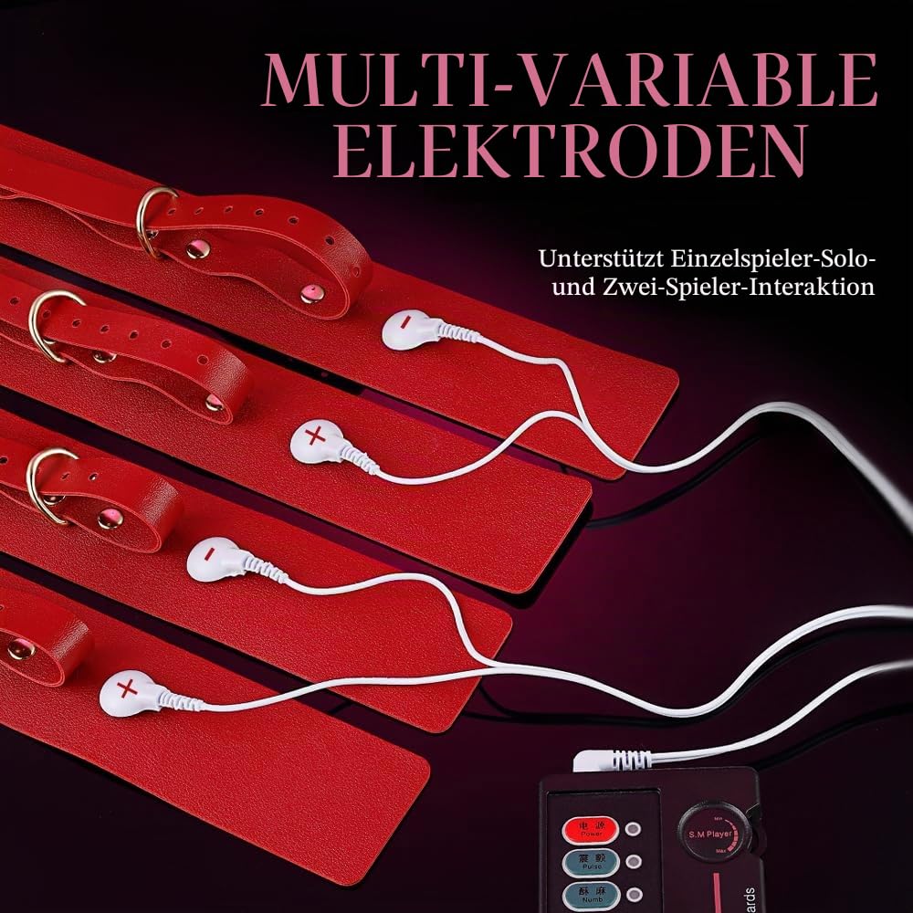 12er Elektro Shock BDSM Bondage Set Sex spielzeug für die Paare Sex Bondageset SM Kit Fesslset SM-Elektrische Stimulation Einstellbar Handschellen Fußfesseln mit Augenbinde Handgelenk (Schwarz)