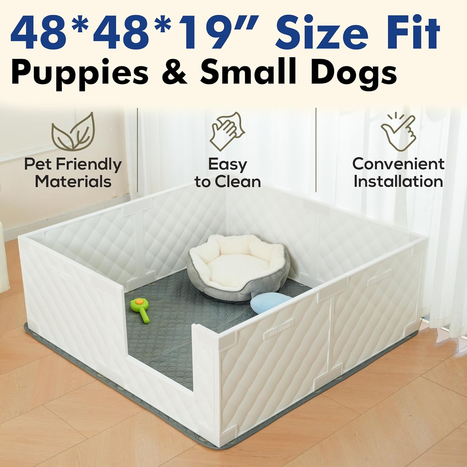 48" * 48" Whelping Box for Dogs and Puppies - Perfect for 2-5 Puppies’ Growth Period - White