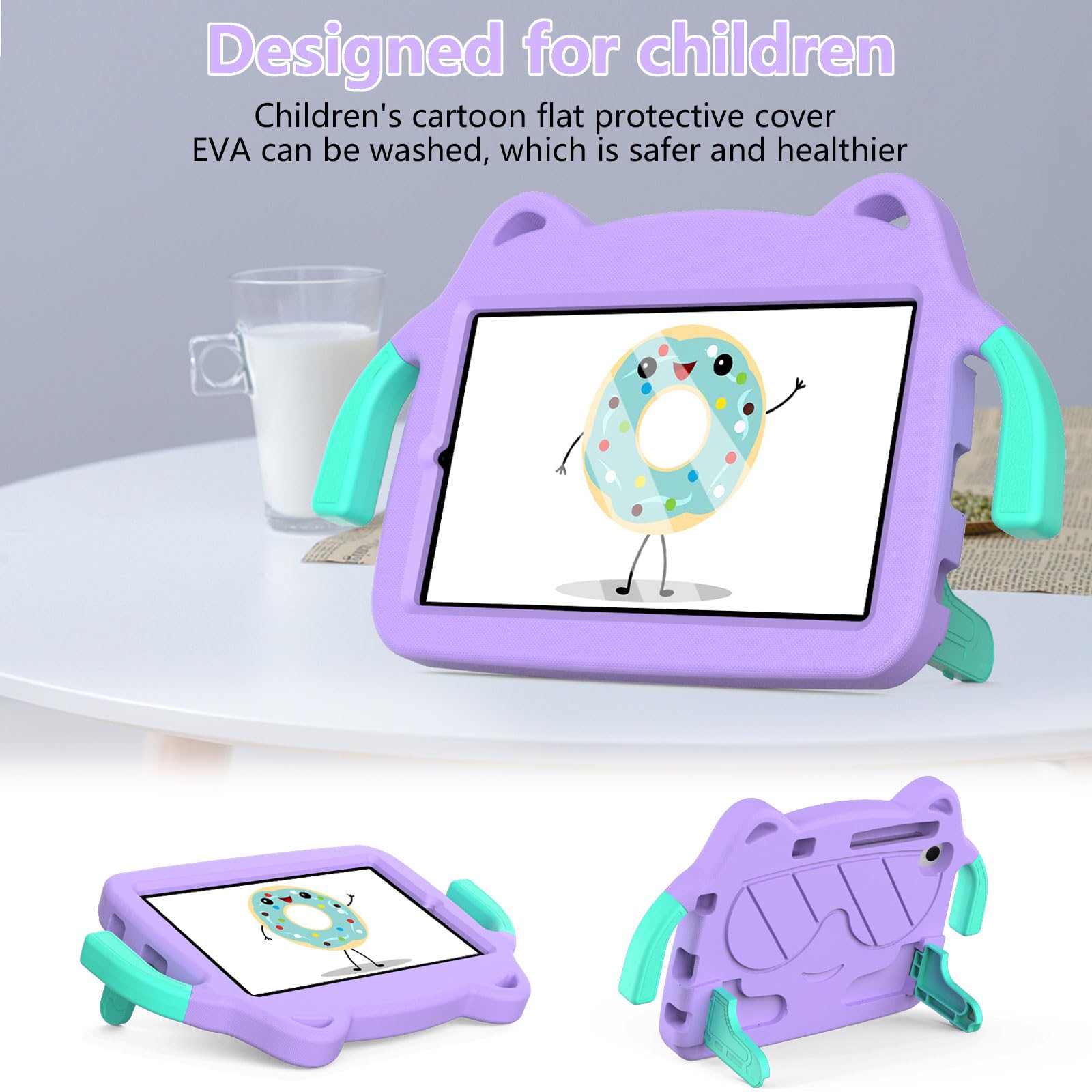 TB-125FU/128FU/128XU Coque légère en EVA + PC pour enfants avec support résistant aux chocs pour Lenovo Tab M10 Plus 3ème génération 10,6" avec poignée et bandoulière (violet)