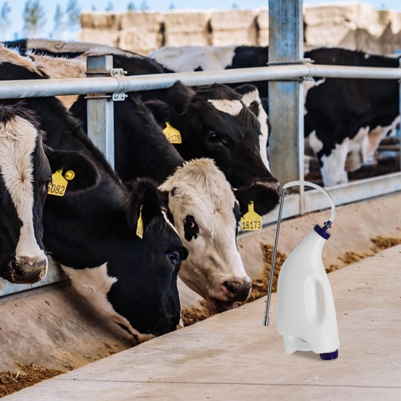 Biberon per Vitelli 4l in Plastica Bianco per Farm | Adatto a Agnelli e Vitelli, Struttura Lattice Resistente All'usura, Accessorio da Allevamento per Uso Agricolo
