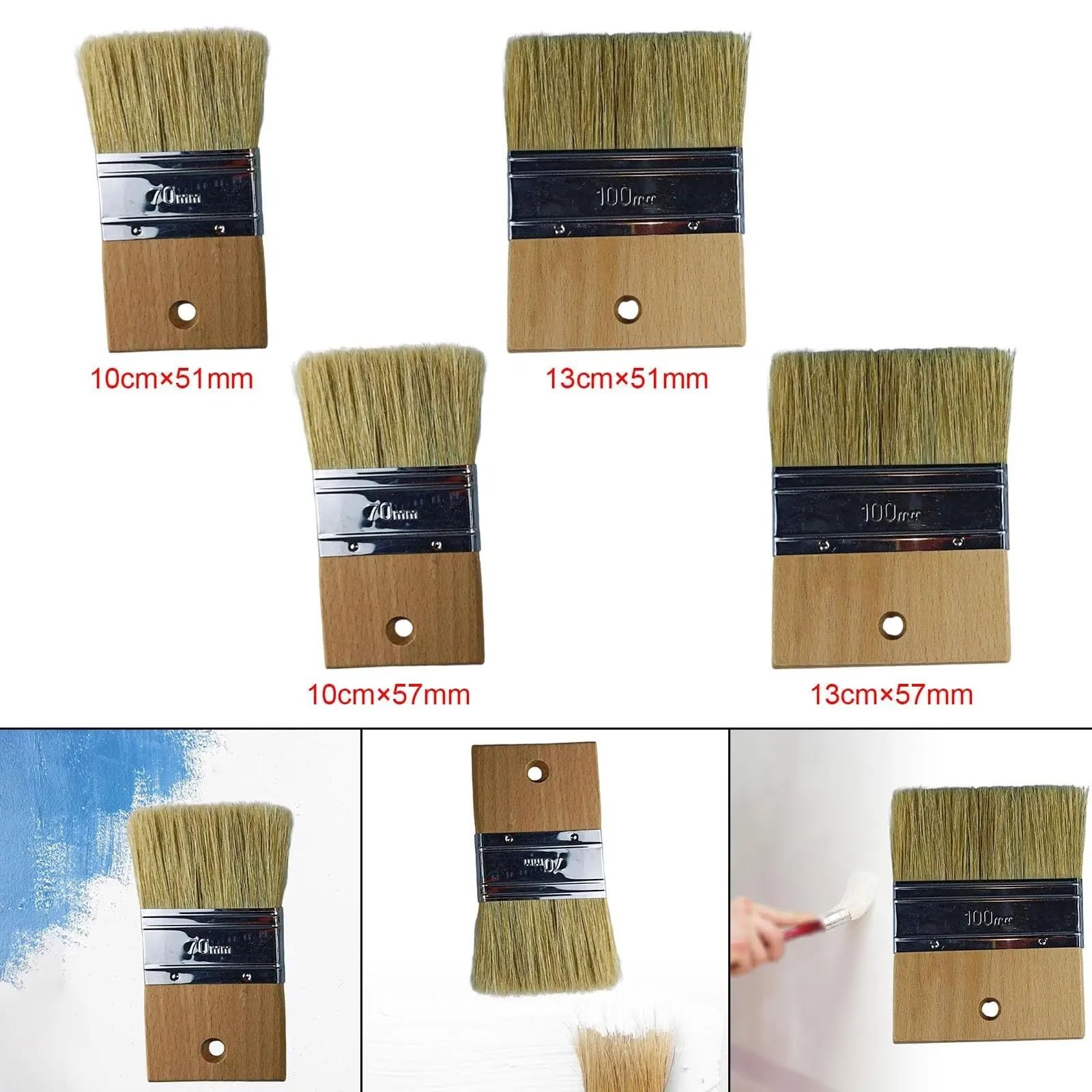 Pędzel malarski z drewnianym uchwytem, Malarstwo olejne akrylowe Pędzle do rysowania Sztuka Duże Płaskie Krawędzie(3inch 5.7cm Bristles)