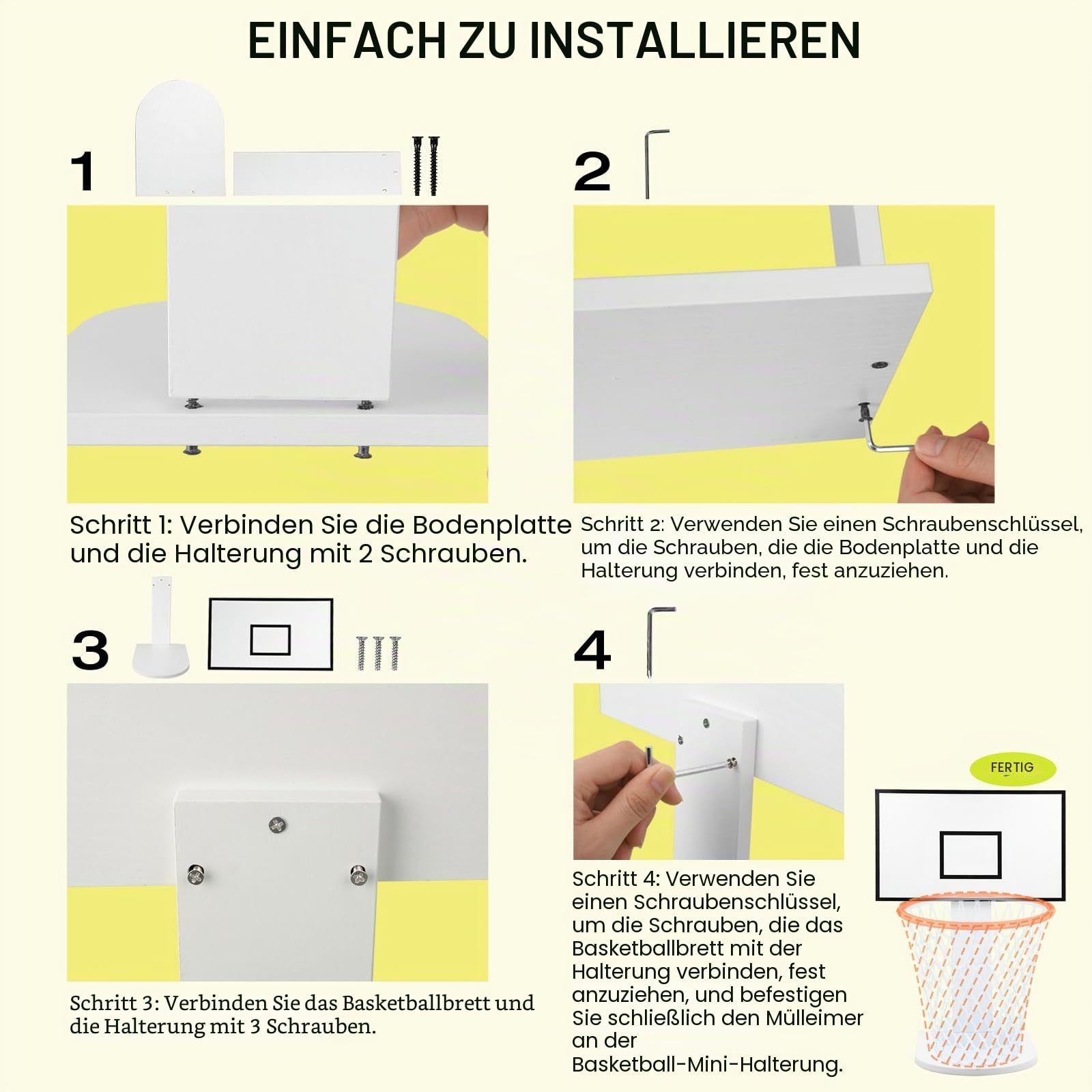 MORNING SUN mini Innenbereich BasketballKorb für Mülleimer (Mülleimer Nicht im Lieferumfang enthalten),Basketball Deko aus Spaß für Büro oder Wohnzimmer – Lustiges Wurfbrett mit Basketball-Korb