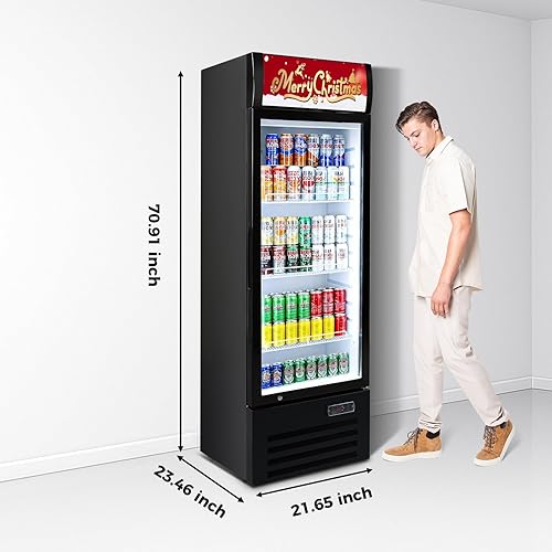 Miniatura 2 de Refrigeradores comerciales de 9 pies cúbicos verticales - Refrigerador de bebidas con puerta de vidrio con luz LED, estantes ajustables, ruedas de