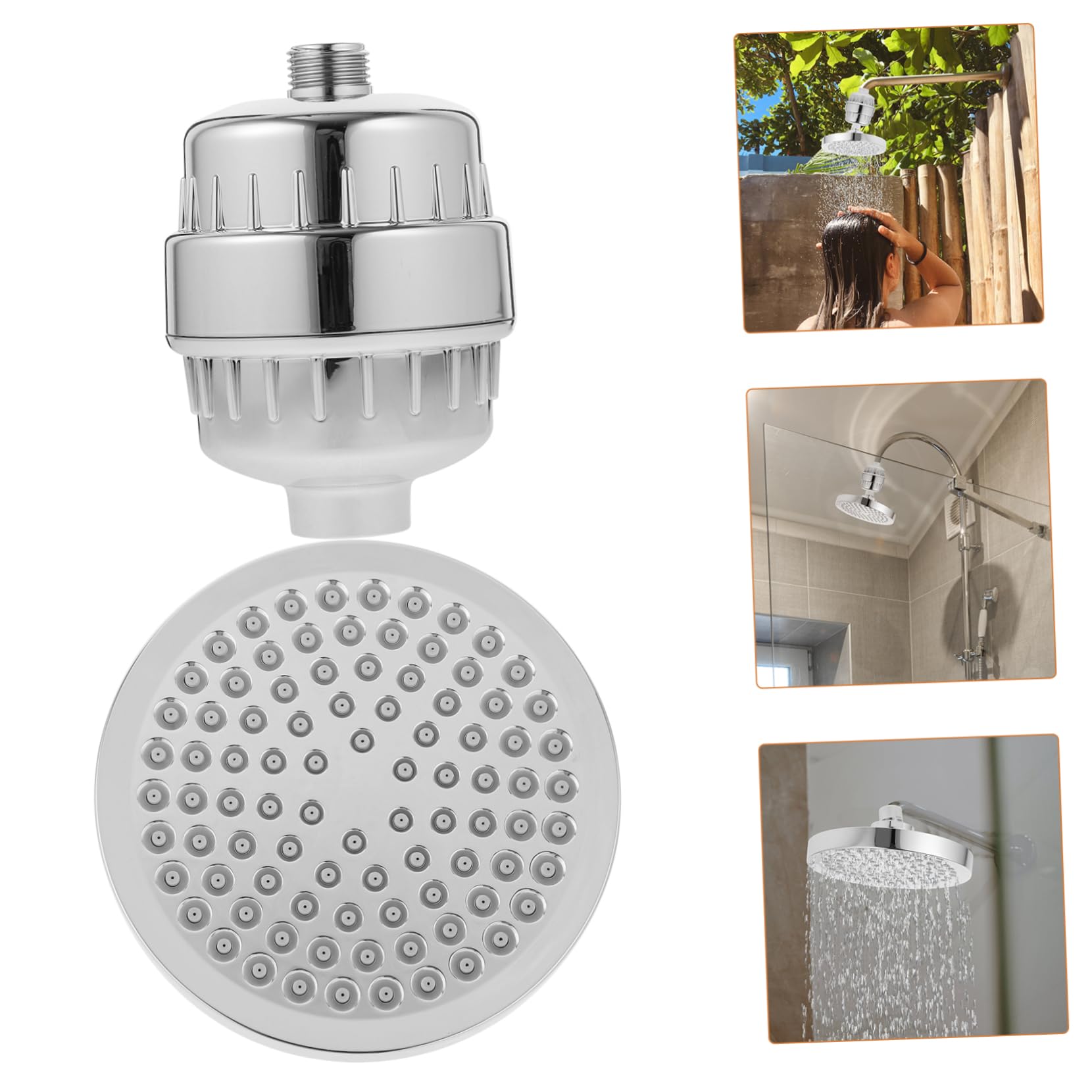Cabezal de Ducha para Agua Dura Filtro, 6 Pulgadas, Plata