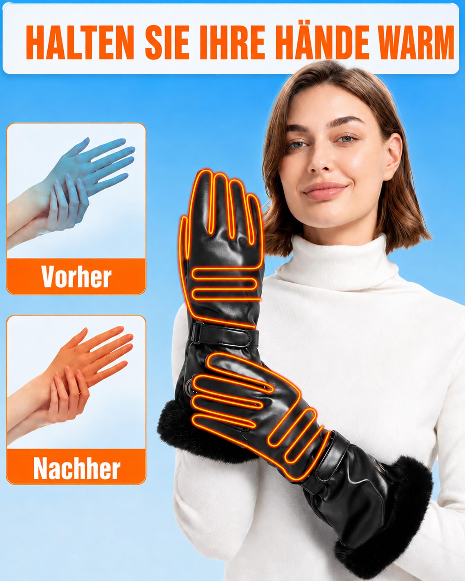 CYCYHEAT Beheizbare Handschuhe Damen Dünn Wasserdicht 5000mAh Akku
